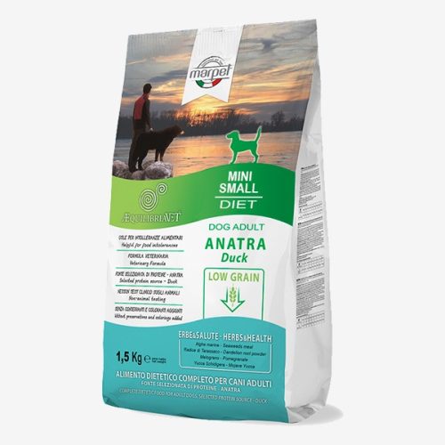 CB020/015 Dog mini-small kacsa 1,5kg Monoproteines Diétás teljes értékű táp táplálék intolerancia csökkentésére. Fehérjeforrás – kacsa.