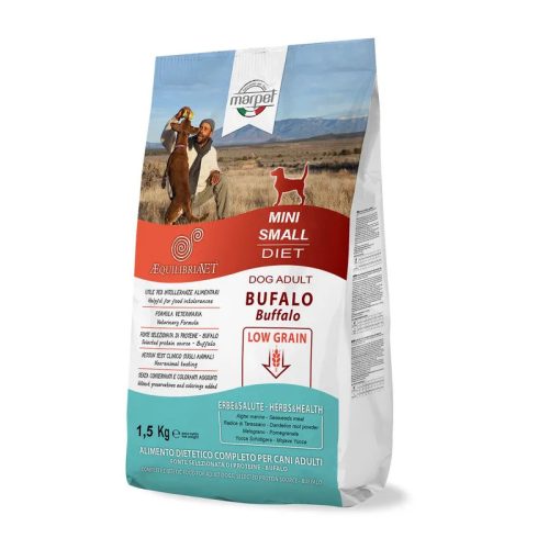 CB022/015 AEQUILIBRIAVET DOG MINI Buffalo - bivaly 1,5KG Monoproteines Diétás teljes értékű táp táplálék intolerancia csökkentésére. Fehérjeforrás - bivaly. 