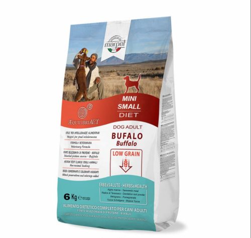 CB022/060 AEQUILIBRIAVET DOG MINI Buffalo - bivaly 6kg Monoproteines Diétás teljes értékű táp táplálék intolerancia csökkentésére. Fehérjeforrás - bivaly. 