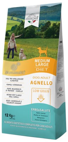 CB031/120 AEQUILIBRIAVET DOG MEDIUM AGNELLO - bárány 12KG Monoproteines Diétás teljes értékű táp táplálék intolerancia csökkentésére. Fehérjeforrás - bárány.