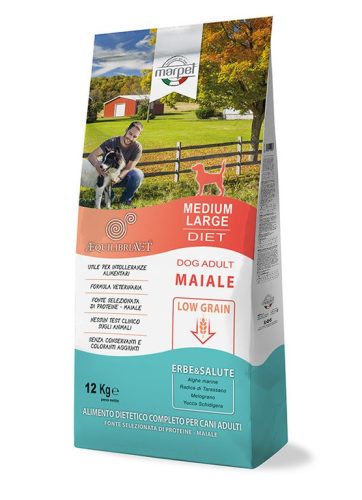 CB033/120 AEQUILIBRIAVET DOG MEDIUM MAIALE - sertés 12kg Monoproteines Diétás teljes értékű táp táplálék intolerancia csökkentésére. Fehérjeforrás - sertéshús. 